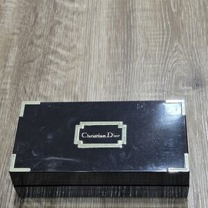 Christian Dior Black Plastic Hinged 6.25"  Jewelry Storage Box Logo.